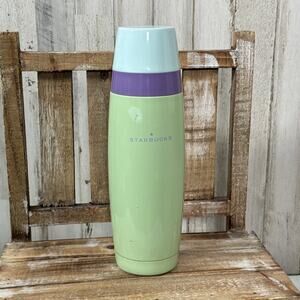 Starbucks Thermos Mint Green Lavendar Purple Stainless Steel 16 oz 2005 Vintage